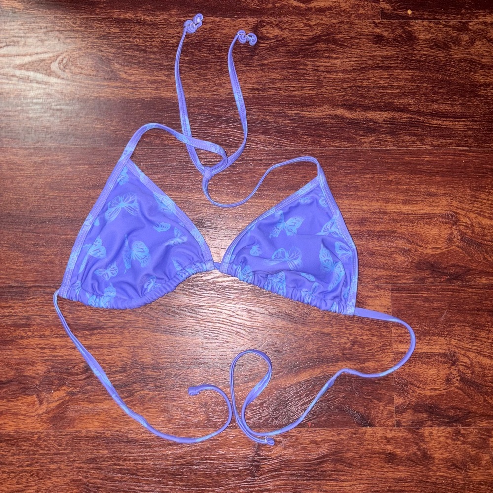 Purple Triangle butterfly Bikini Top